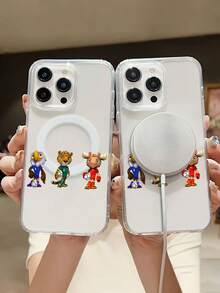Funda divertida para teléfono con mascotas de equipos de fútbol, con un búho, un leopardo y un alce en uniformes vibrantes y balones de fútbol. Compatible con teléfonos ,  17,  16 Pro Max,  15 Pro Max,  13 y  12. Fabricada en TPU, ofrece protección contra golpes y caídas. Perfecta para deportistas, niños, cumpleaños y celebraciones de equipo. - transparente - Ver 1