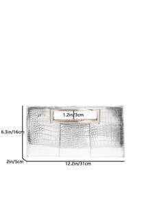 时尚复古派对手拿包，新款蛇纹晚宴包，优雅 - 銀色 - 查看 8