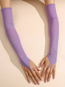 1 Đôi Găng tay lưới hở ngón màu trơn dành cho nữ, thanh lịch cho tiệc tối, biểu diễn, đám cưới - găng tay lưới - Xem 8