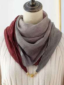 1 pieza Bufanda de contraste de color vintage con degradado de poliéster y broche magnético, cálido cuello envolvente