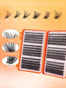 485pcs Natural Wispy Cluster Eyelash Extensions, DIY Individual Lashes, Waterproof Cluster Lashes, 584pcs 10-18mm, Soft & Ultra-Thin Lash Band - Multicolor - View 6