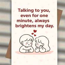 1pcSweet Love Greeting Card Expressing How Talking To You Brightens My Day Perfect Gift For Partners Family And Friends On Anniversaries Birthdays Or Just BecauseEnvelope + Card - Multicolor - View 11