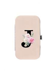 Set de 7 unghii cu design floral și inițial roz, litere negre de la A la Z, cutie organizatoare portabilă inclusă, cutie de depozitare pentru îngrijirea unghiilor de mare capacitate, cu unelte din oțel inoxidabil, set de unghii ultra ascuțite și anti-stropire, cutie de tăiere cu design clasic, utilizată pentru articole esențiale de înfrumusețare mobile, călătorii, ieșiri, școală rezidențială și articole esențiale pentru casă. - Multicolor - Vizualizare 20