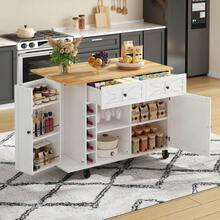 Mobile Storage Islands - White+Natural + MDF + European - View 2