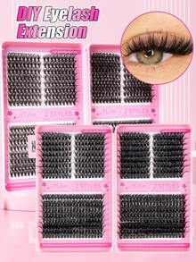 560/608片D型分节假睫毛，DIY美妆居家必备，容量大，柔软自然，新手友好，浓密蓬松单根假睫毛，持久浓密，多种款式混合，适合新手和日常使用，适用于婚礼、派对、角色扮演和音乐节（80D/100D/50D/60D/30D/40D）