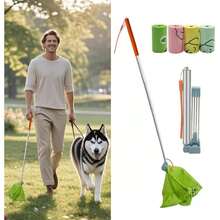 长柄便携式宠物粪便铲，适用于小型和大型犬，高强度材料，可用于草坪、草地、土壤、砾石和其他环境的狗粪清理。