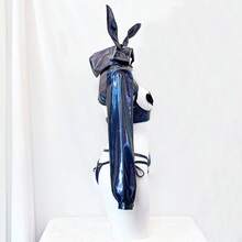 SENMHS Reverse Bunny Sexy PU Leather All Season - Royal Blue - View 5