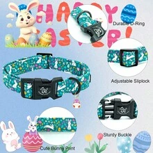Cute Rabbit Pattern Holiday Girl Boy Pet Dog Collar, Elegant Small Tail Easter Pet Collar With Quick Release Buckle Adjustable Comfortable - Navy Blue - View 3