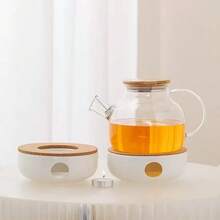 Japanese Style Heated Hollow Bottom Base, Restaurant Candle Heated Flower Tea Warmer, Ceramic Tea Warmer