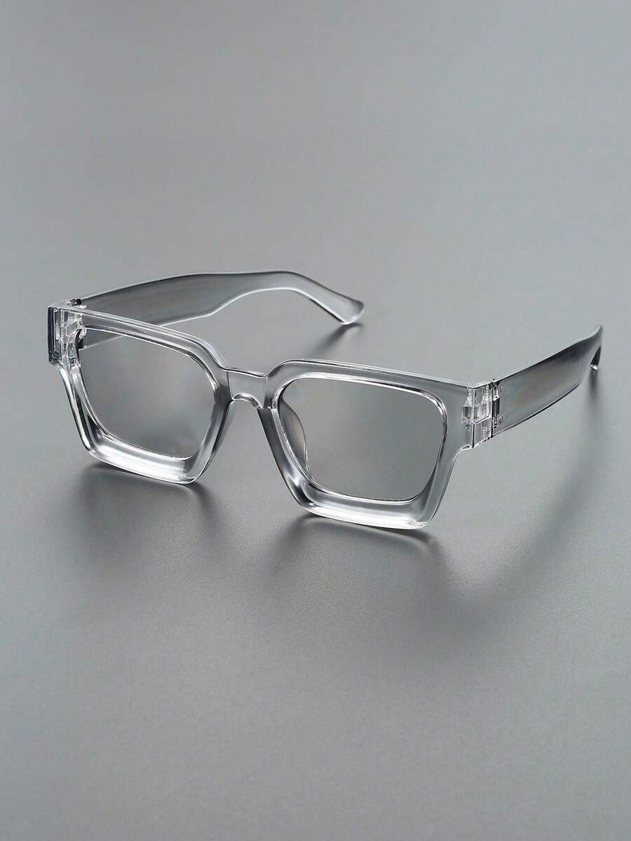 一副经典男士方形黑色时尚眼镜，适合日常钓鱼装扮搭配