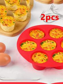 2/1个空气炸锅硅胶烘焙模具，1个煎饼杯模具，不粘硅胶纸杯蛋糕衬垫，空气炸锅煎饼和蛋糕配件，非电动硅胶烘焙模具 - 彩色 - 查看 16