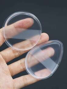 3pcs Transparent Round, Teardrop, Handle Silicone Makeup Sponges | Non-Absorbing Portable Travel Makeup Tools | For Concealer, Foundation, Powder | Washable & Reusable, Suitable For Foundation, Concealer, Loose Powder - 無色 - 查看 15