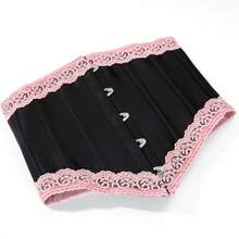 1件装女士蕾丝边束腰塑身衣，紧身腰带 - 黑色 - 查看 4