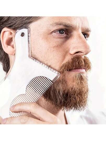 1 szt. Narzędzie do pielęgnacji męskiej, zawiera grzebień, szablon do kształtowania brody, idealne do przycinania krawędzi brody, odpowiednie do każdej maszynki do golenia brody, trymera elektrycznego lub nożyczek