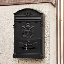 LARGE VINTAGE OUTDOOR LOCKABLE LETTER POST BOX MAILBOX WALL MOUNTED SECURE MAIL - Black - View 3