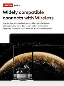 Fones de Ouvido Bluetooth Lenovo RS119pro, Clipe Aberto Bluetooth 6.0 Estéreo, Jogos e Música, Baixa Latência, Chamadas HD com Microfone, Longa Duração da Bateria, Fones de Ouvido Sem Fio Compatíveis com Smartphones e Computadores - cinza-chumbo - Visão 10