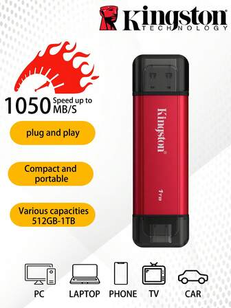 KINGSTON A型外置硬盘即插即用 金士顿紧凑便携型