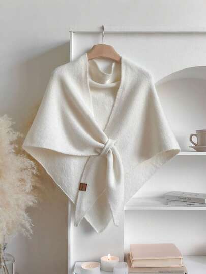 1pc Women's Soft & Warm Faux Cashmere Shawl - Elegant Vintage Style, Bow Tie Closure, Suitable For Winter, Casual And Formal Wear, All Season Comfortable Shawl, Wedding Shawl, Women Scarf, Women Wrap