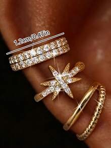 3 Stücke Kreisförmiges Vollzirkonia Ohrringe Set, elegante Kupfer 14K Goldplattierte Ohrringe, geeignet für den täglichen Gebrauch von Frauen, Partys, Musikfestivals, Auftritte, können mit verschiedenen Piercing-Accessoires kombiniert werden