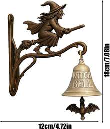 Genérico Campanas de Bruja para Puerta,Campanas de Bruja de Pared con Escoba - Decoración Colgante para Jardín Exterior Entrada Porche Pasillo - 1 - Ver 1