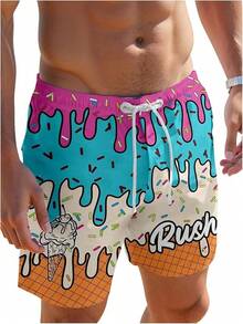 Men's Boho Paisley Print Drawstring Waist Summer Shorts With Pocket - Orange Multi - View 8
