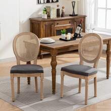 Dining Chairs - Gray + Rattan + Fabric + Foam - View 12