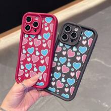 La elegante y sencilla carcasa anti - caída del teléfono móvil con un diseño de patrón de corazón es adecuada para los modelos  17, 16, 15, 14, 13, 12, 11 Pro / air / xR / XS y  s25 / S24 / S23 / S22 / Fe / plus, construida con materiales tpu, que brindan protección anti - caída y amortiguación. Adecuado para regalar amigos y regalos de San valentín. - Marrón - Ver 3