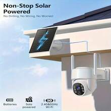 5G WiFi LTE Solar Security Camera, IP66 Waterproof, 360° Real-Time View, 4MP Color Night Vision, PIR Motion Sensor, Two-Way Communication, Smartphone Application Control, 8000mAh Battery, Wireless Outdoor Monitoring, Suitable For Home, Garage, Yard, Pet Monitoring. - White - View 3