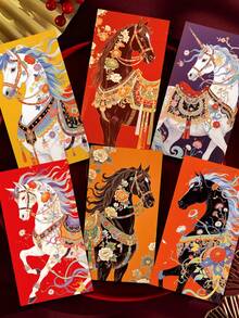 6个/套 2026 马年 3D立体压纹红包/礼包，个性化创意3D立体压纹红包，寓意吉祥如意的红包，香港加厚新年版红包（零花钱红包），个性化创意新年红包