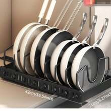 1pc Expandable Kitchen Drawer Organizer, Pull-Out Design Saves Space, Adjustable Pot Lid Rack, Efficient Storage For Utensils On Countertop Or Cabinet - Beige - View 6