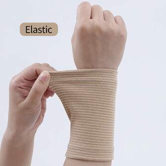 1 par de calentadores de muñeca de longitud media unisex, guantes gruesos absorbentes de sudor para el invierno, mangas de brazo a rayas