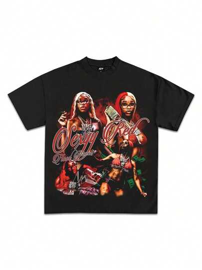 Camiseta de Manga Corta con Estampado Gráfico para Hombres y Mujeres - 220gsm Ajuste Relajado para Todas las Estaciones Cuello Redondo Camiseta Casual con Tipografía Audaz y Colores Vibrantes, Camiseta de Declaración Audaz, Camiseta de Cuello Redondo, Tela Duradera