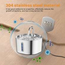 2.2升/74盎司不锈钢自动猫咪饮水器，宠物饮水器配件，自动猫咪水碗，狗狗水碗 - 2.2升 - 查看 6