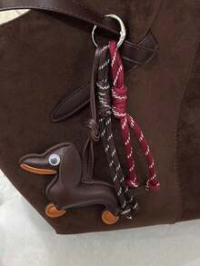 Ins Blogger Same Style Sausage Dog Chocolate Niche Personalized Baseball Car Key Chain Bag Pendant Couple Braided Lanyard Keyring Travel Accessories Keychain Accessories Bag Charm Purse Charm - Red - View 4