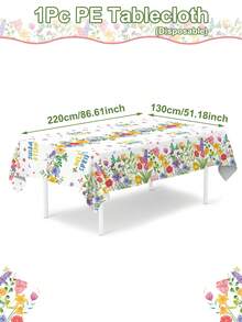 1pc Spring Floral Decorative Tablecloth, Spring Floral Pattern Disposable Tablecloth, Suitable For Spring Theme Birthday Party, Holiday Party Room Decoration Table Runner, Outdoor Baby Gender Reveal Party Disposable Decorative Dining Tablecloth, Gender Reveal Party Home Decor Dining Room Tablecloth, Baby Shower Gift, Gender Reveal Decoration, Spring Decor, Spring Gift - Spring Flowers - View 9