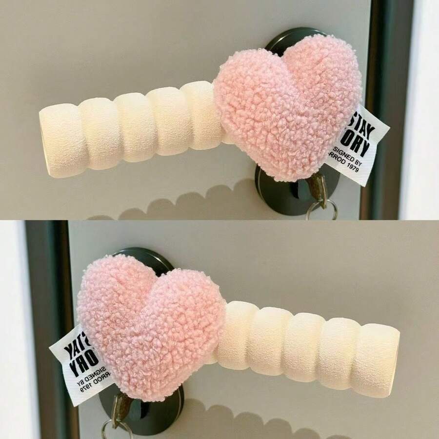 1/2pcs Valentine's Day Heart-Shaped Anti-Static Door Handle Cover, Bedroom Anti-Collision Room Decor Door Handle Protector, Anti-Collision Anti-Static Window/Door Handle Protector, Thick Padding Home Decor, Couples Decoration - Multicolor - View 1