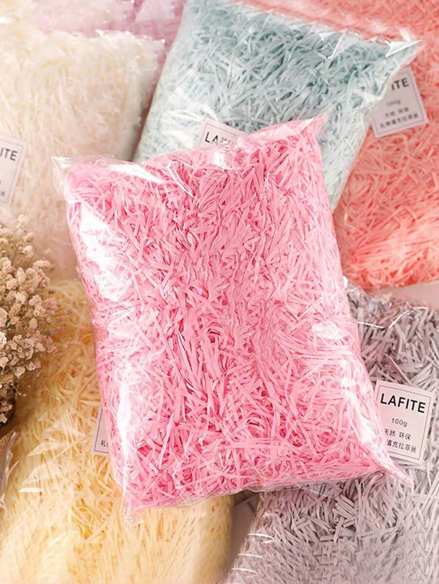 10/50/100g Raffia Gift Box Filling For Christmas, Valentine's Day, And Wedding Gifts; Lightweight Gift Box Filling; Birthday Gift Wrapping Material; DIY Craft Colored Shredded Paper; Party Decorations; The Best Choice For Gift-Giving. - Multicolor - View 1