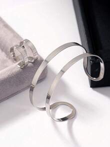 Set Of 2 Adjustable Rings And Bracelets, 2 Strands, Minimalist Luxury, 18k Gold And 925 Silver Plated - Silver - View 2