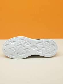 Kids' Casual Lightweight Breathable Black & White Slip-On Sneakers, Elastic Knit Sock Shoes For Dancing & Leisure - Black and White - View 9