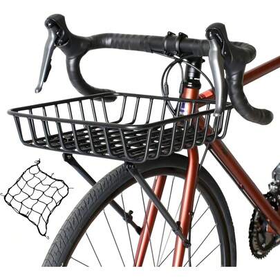 GORIX Bike Front Basket Rack With Net 700c 24-29in Gravel Mountain Road (GFB-AD240)
