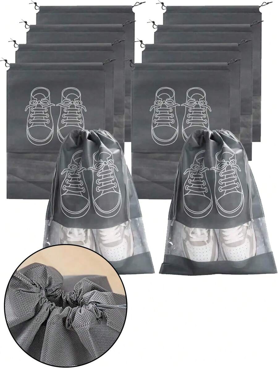 Túi đựng giày (1 cái/10 cái/20 cái), cần thiết cho du lịch, cất giữ đồ dùng tại nhà và chuẩn bị cho năm học mới - Túi dây rút bằng vải không dệt thoáng khí, chống ố vàng, hoàn hảo để cất trong tủ quần áo, ký túc xá, phòng tập thể dục - Món quà lý tưởng cho người đi du lịch. Túi đựng giày dây rút, túi bảo vệ giày, túi chống bụi di động dành cho nam và nữ, đồ dùng cần thiết khi đi du lịch, đồ dùng cần thiết khi đi nghỉ mát, đồ dùng du lịch. - Nhiều màu - Xem 1