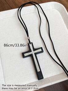 1 件藤蔓十字架项链，时尚哥特式 Y2K 银十字架项链，信仰十字架项链适合男女日常佩戴、聚会、角色扮演配饰