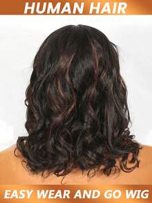 باروكة شعر بشري موجة الجسم بوب مع تسليط الضوء على اللون 1B/30، باروكة بوب قصيرة ملونة مصنوعة بالآلة، سهلة الارتداء والذهاب، باروكة موجة فضفاضة بدون غراء، كثافة 180% للنساء - S1/30 - مشاهدة 6