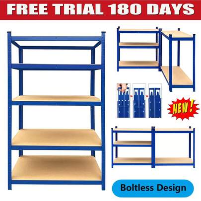 JAOSY Blau Schwerlastregal Lagerregal Kellerregal Metall | 5 Böden | bis 875KG belastbar | 170x75x30cm (HxBxT) | Garagenregal Kellerregal Werkstattregal,auch geteilt werden können, um zwei verschiedene Einheiten zu bilden, eine Bank oder eine Eckeinheit.
