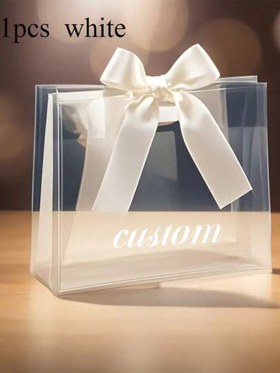 Customizable Transparent Gift Bags, Modern Minimalist Style, Decorated With White Ribbon. Suitable For First Communion Gifts, Wedding Gifts, Baptism Gifts, Graduation Gifts, And Mother's Day Gifts. Also An Ideal Choice For Christmas Gifts.