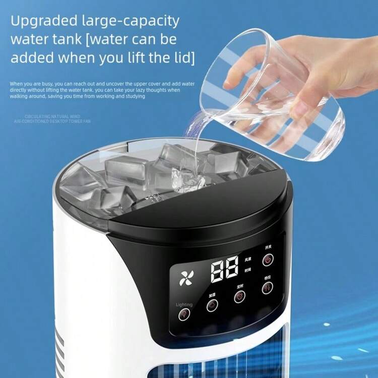 Mini Home Air Conditioner, 6 Wind Speed Levels, Auto Shut Off Timer, Humidifying Function, Desktop Cooling Fan, Colorful Lighting, Portable USB Powered For Dorm - White - View 10