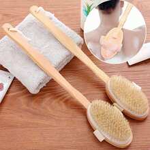 Cepillo corporal redondo de madera natural de 10.5x10.5cm para el cepillado en seco, drenaje linfático y reducción de la celulitis, exfoliante para la ducha y limpieza - Marrón - Ver 7