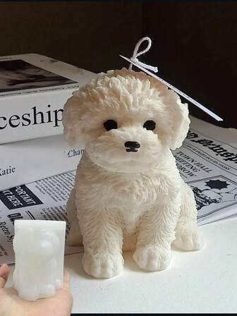 1PC Cute Poodle Teddy Dog Silicone Mold, 3D Puppy Candle Making Mould, DIY Resin, Gypsum Casting, Handmade Gift