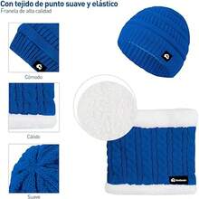 Bluelander Juego de Gorro, Bufanda y Guantes de Invierno, Calentador de Cuello para Nias y Nios, Set de 4 piezas para Nia y Nio, a Prueba de Viento, Forro de Lana - Talla Única + Azul - Ver 4