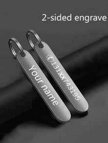 Customized Engraved Titanium Alloy Keychain - Personalized Name And Phone Number Tag, Double-Sided Engraving, Anti-Lost Dog Tag, Accessory, Gift For Car Enthusiasts - Multicolor - View 6